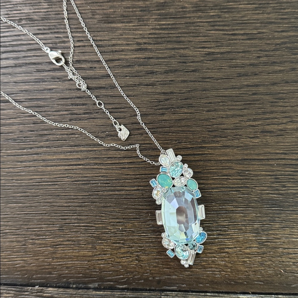 Swarovski Necklace with Blue and Clear Gemstones - Picture 1 of 5
